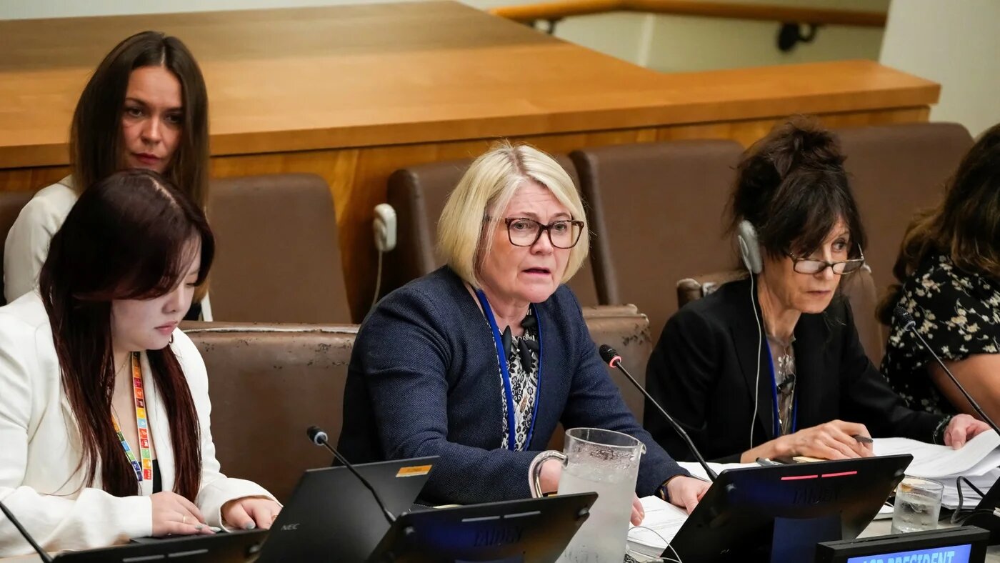 President of the Assembly of States Parties, Paivi Kaukoranta, chairs the special session on 24 July 2026 (Reuters)