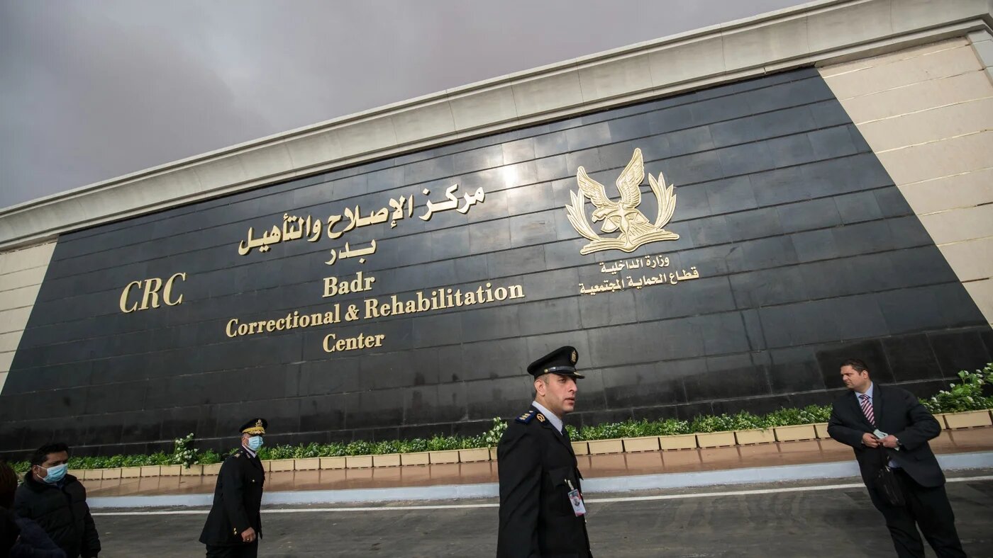 A picture taken on 16 January 2022 shows Badr prison complex, 65 kms east of the Egyptian capital Cairo, during a government-guided tour for the media (AFP)
