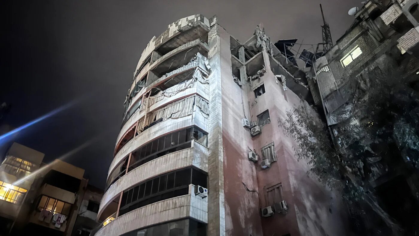 A damaged building after an Israeli strike in southern Beirut on 1 April 2025 (Ibrahim Amro/AFP)