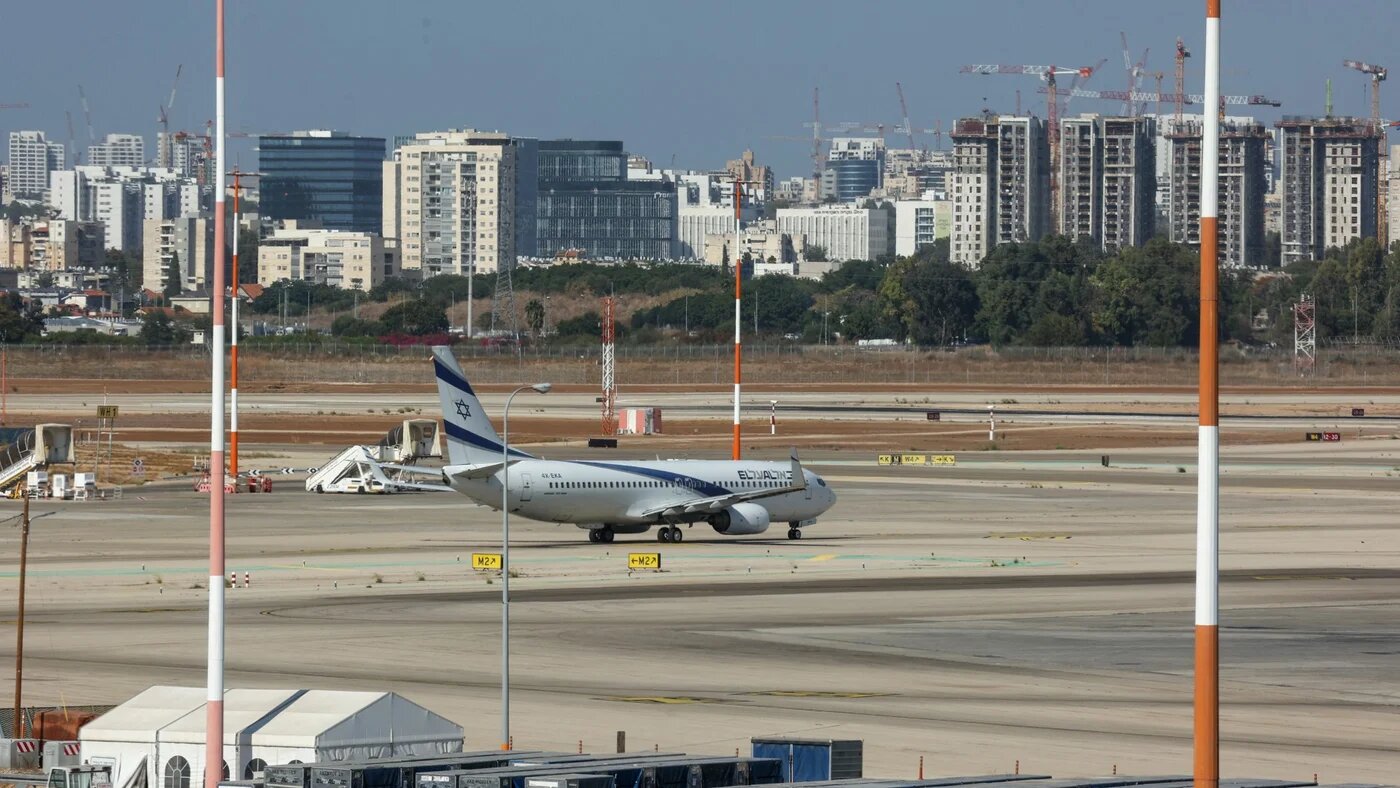 An aeroplane on the tarmac at Israel's Ben Gurion airport near Tel Aviv on 6 November 2024 (AFP/Gil Cohen-Magen)