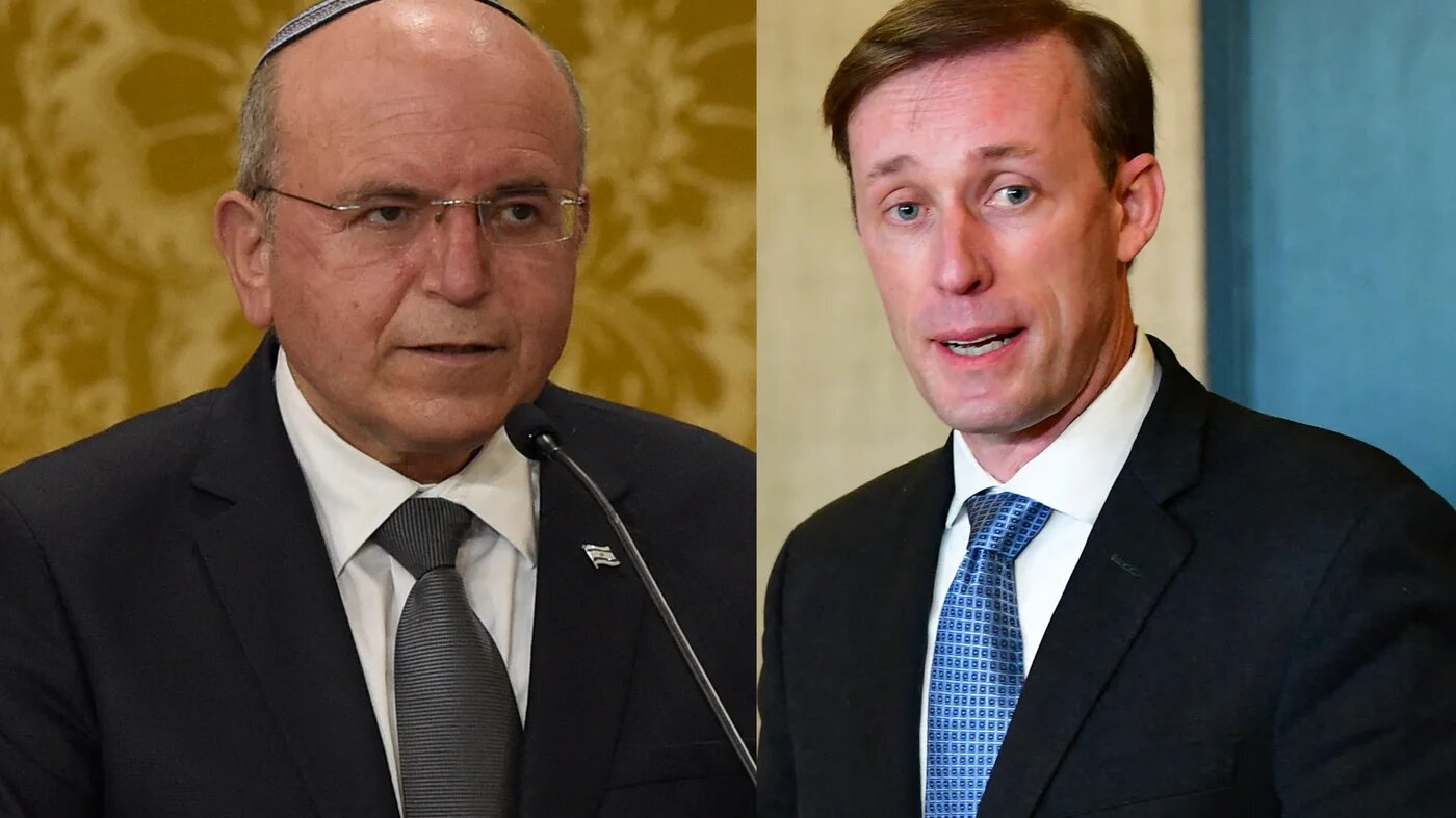 Israeli National Security Adviser Meir Ben Shabbat (L) spoke with his US counterpart Jake Sullivan (R) over the phone on Sunday