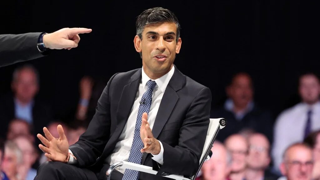 British Conservative leadership candidate Rishi Sunak participates in a party event in Leeds on 28 July 2022 (AFP)