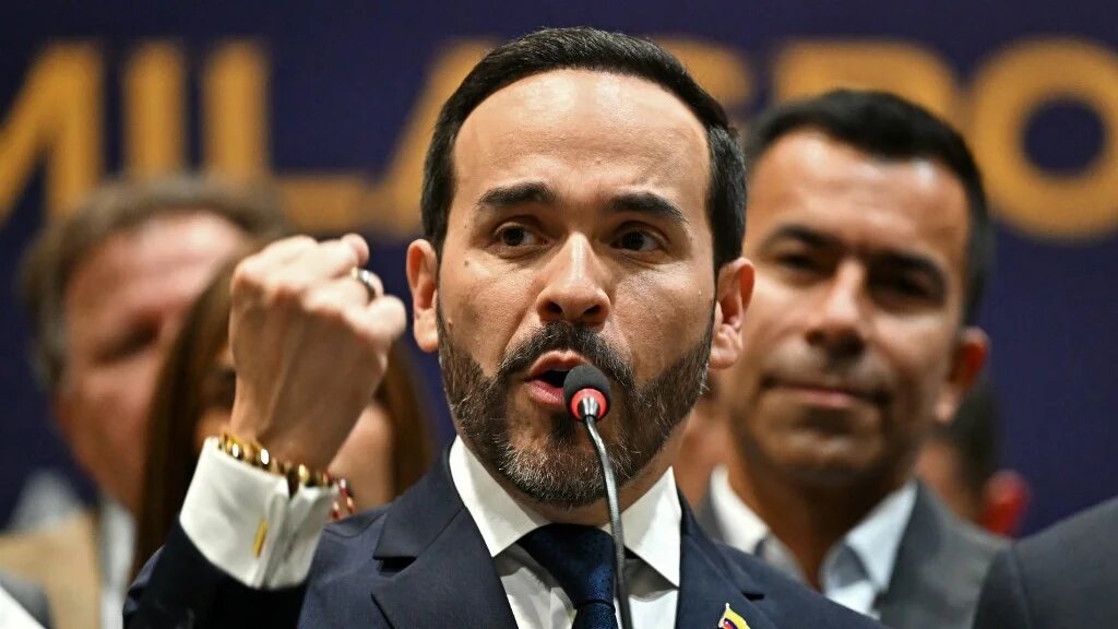 Colombian president-elect Abelardo de la Espriella speaks in Bogota on 30 July 2026 (Luis Acosta/AFP)