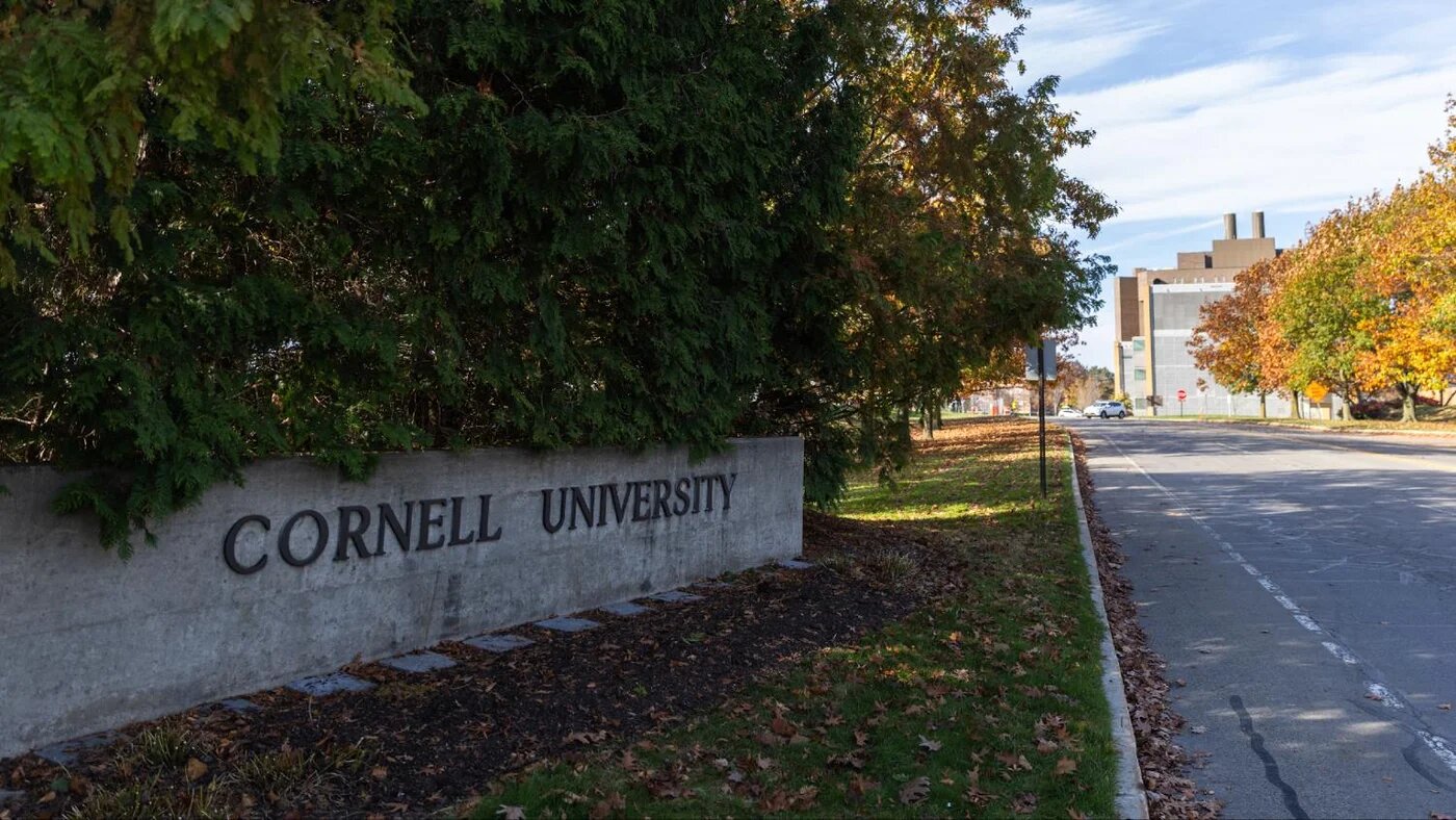 A view of one of the entrances to the Cornell University campus on 3 November 2023 in Ithaca, New York.