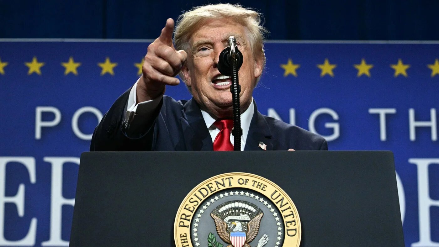 US President Donald Trump speaks during an event promoting his administration's recent tax-relief initiative at Red Rock Casino Resort and Spa in Las Vegas, Nevada, on 5 August 2026 (AFP/Jim Watson)