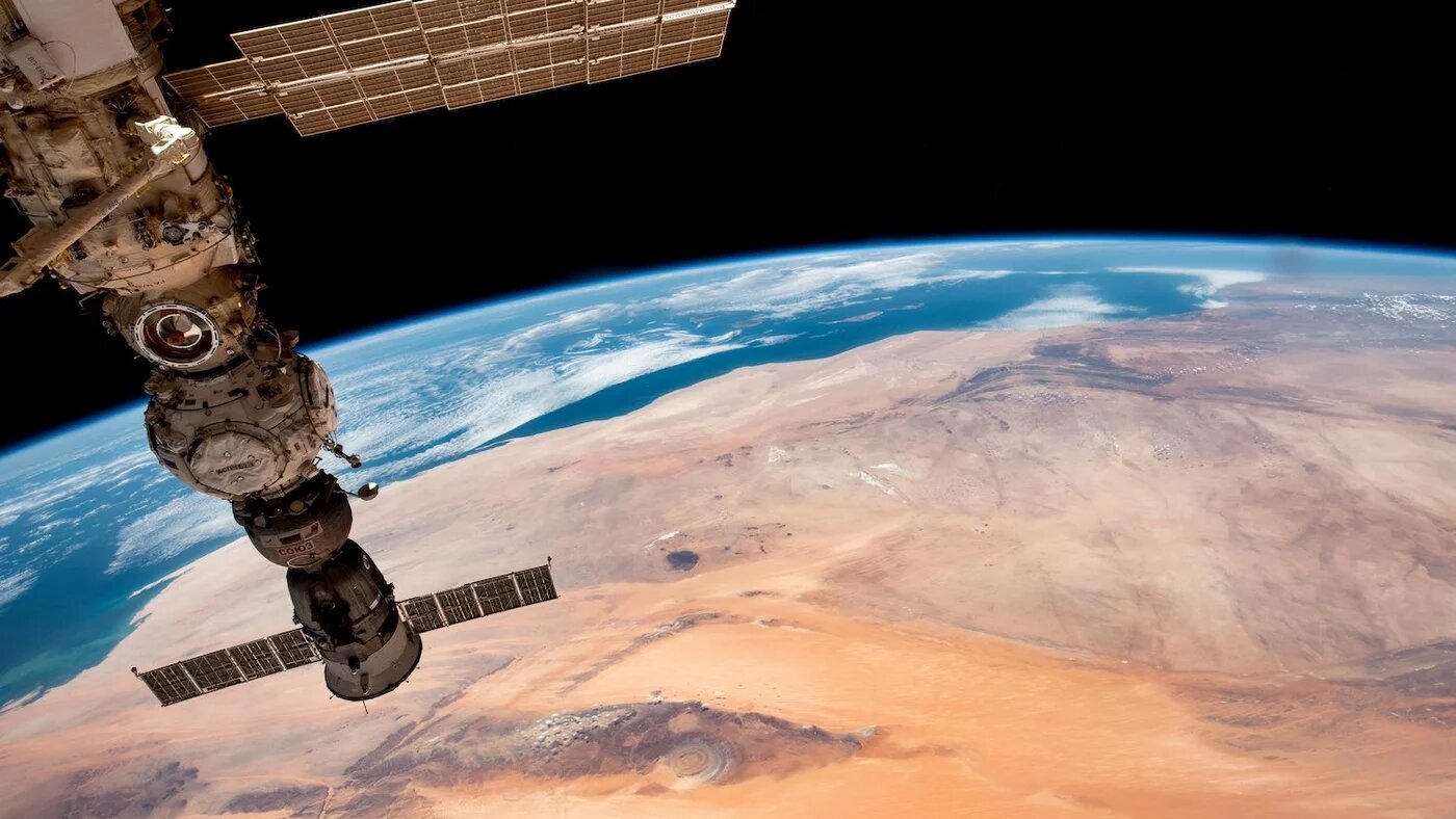 Photographie l’Œil de l’Afrique ou Structure de Richat en Mauritanie, prise de l’espace par l’astronaute émirati Sultan al-Neyadi (Twitter/@Astro_Alneyadi)