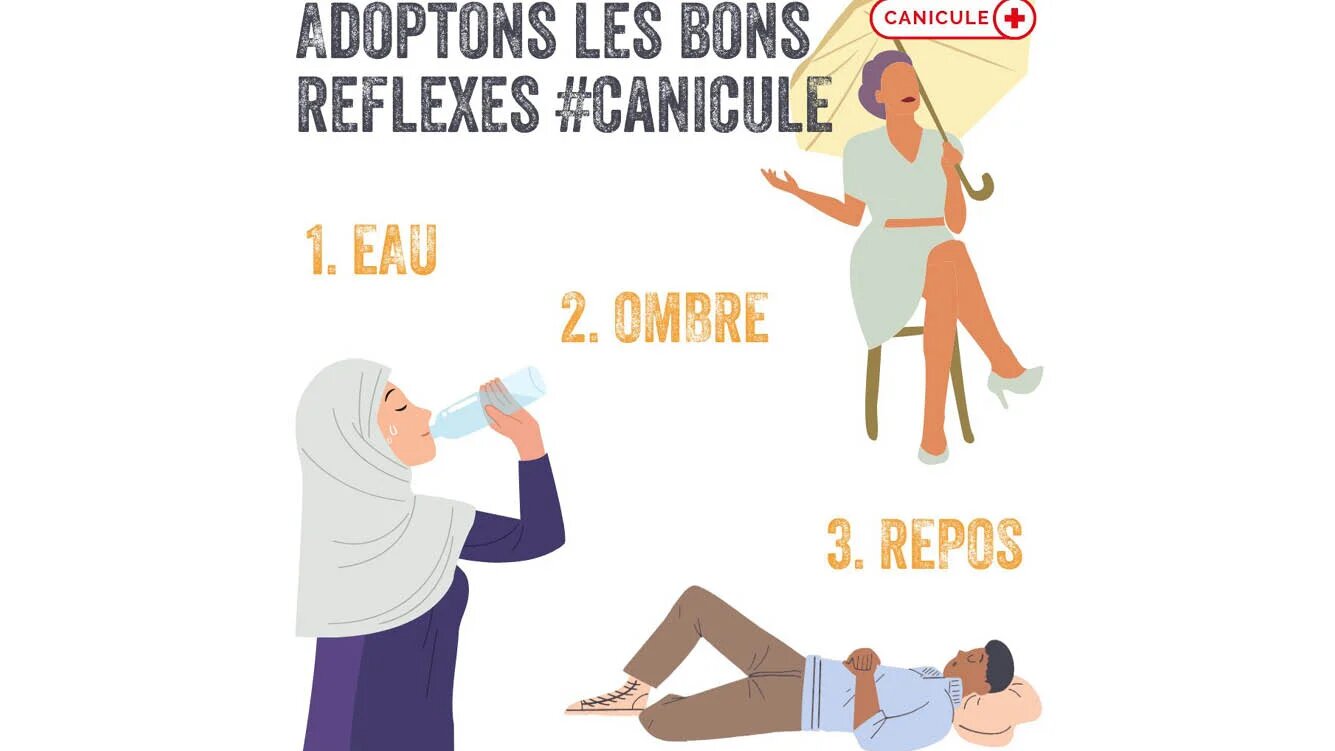Affiche de la campagne de la Croix-Rouge France prévenant contre les risques de la canicule (Twitter)