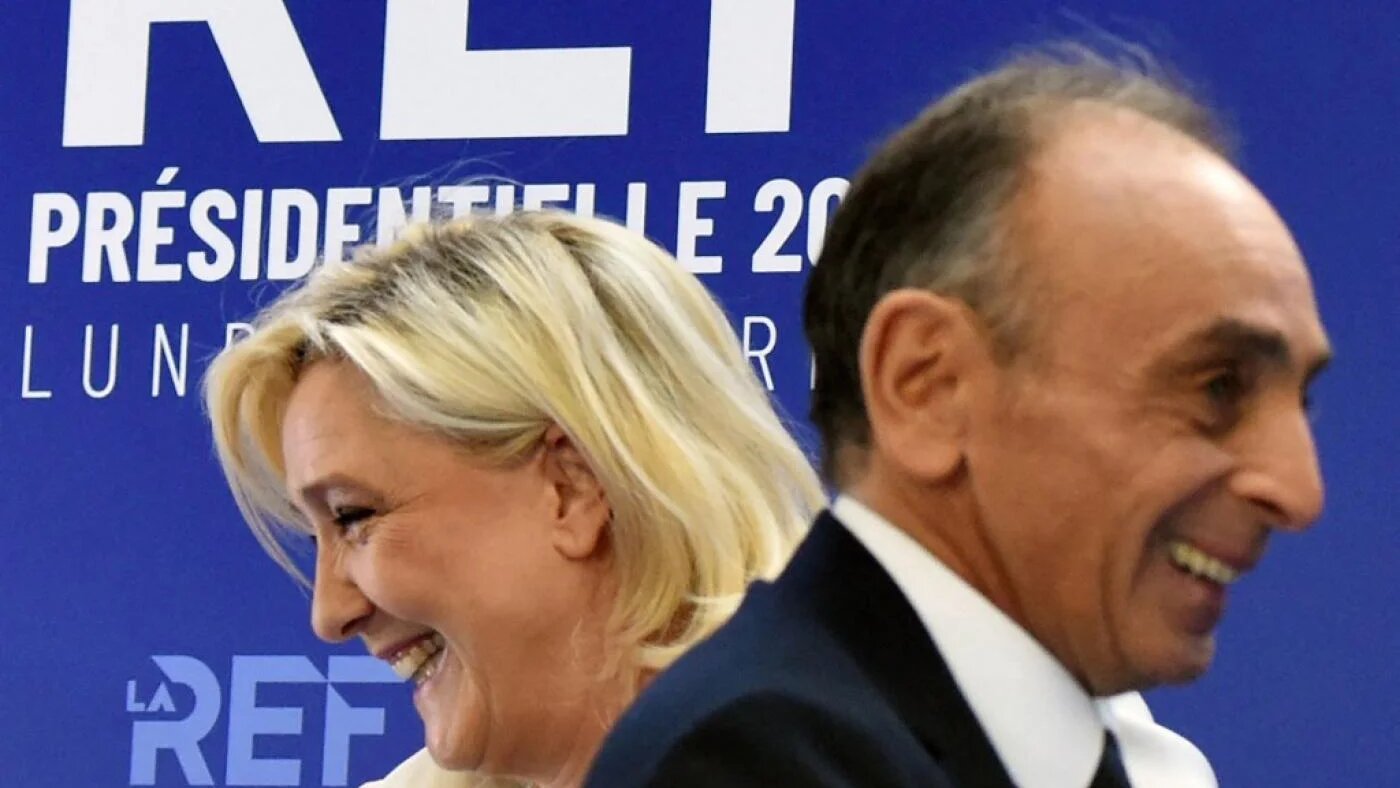 Éric Zemmour et Marine Le Pen, candidats à l’élection présidentielle, à Paris le 21 février 2022 (AFP)