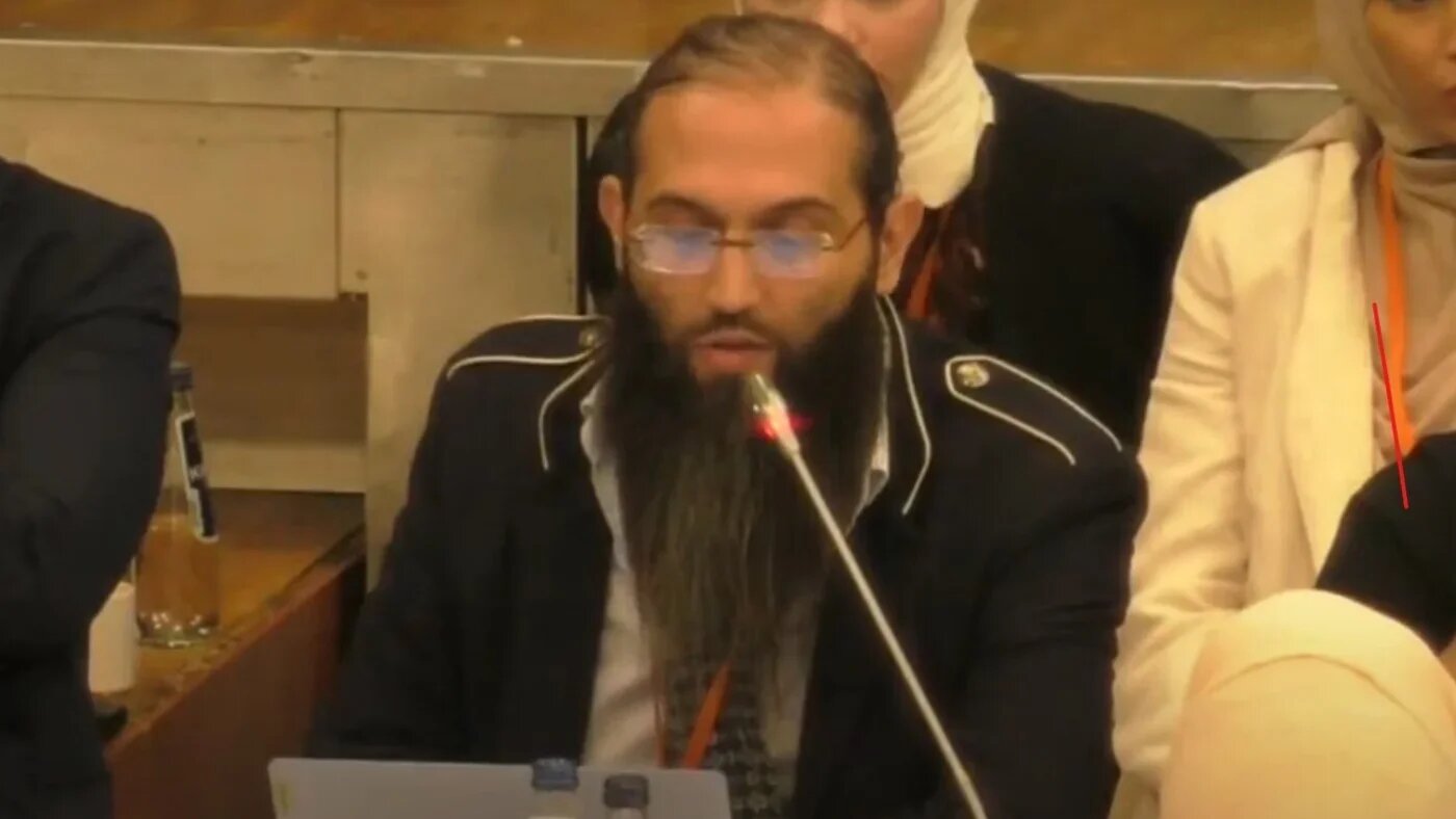 Elias d'Imzalene, pictured addressing the OSCE's Human Dimension Conference in Warsaw in 2022 (Screengrab)