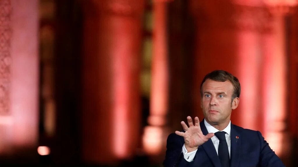  Conférence de presse d’Emmanuel Macron à Beyrouth, la capitale libanaise, le 1er septembre 2020 (AFP/Gonzalo Fuentes)