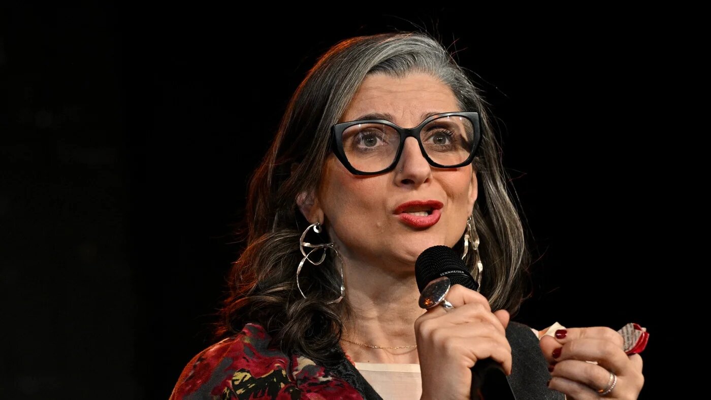 UN Special Rapporteur for the Palestinian Territories occupied since 1967, Francesca Albanese gestures as she speaks during a public event hosted by the Olof Palme International Center in Belgrade on March 17, 2026.