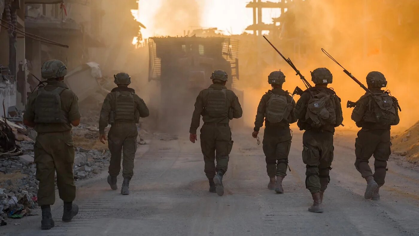This handout picture released by the Israeli army on 8 September 2024 shows Israeli troops during operations in the Gaza Strip (Israeli army/AFP)