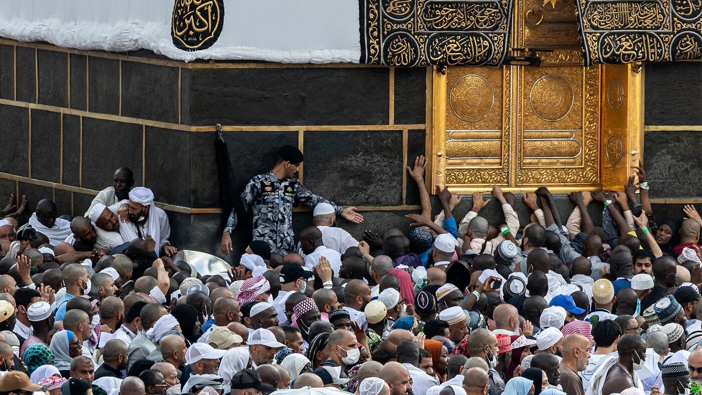 Muslim pilgrims perform the farewell circumambulation or "tawaf" at the Grand Mosque in the holy city of Mecca on 18 June 2024 at the end of Hajj (AFP)