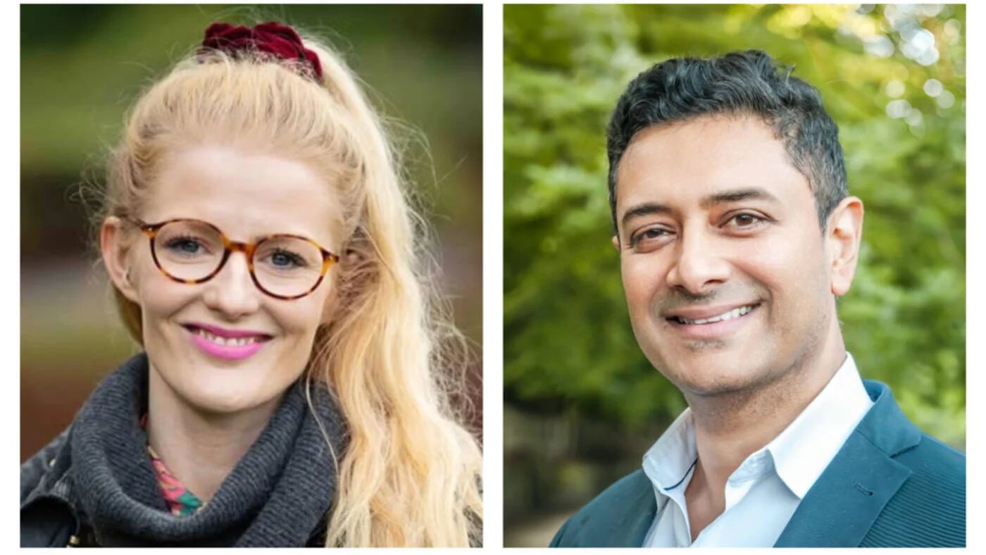 Hannah Spencer (L) leads the Green party on Trafford council. (Green Party) Fesl Reza-Khan (R) is the party's international coordinator. (Supplied)
