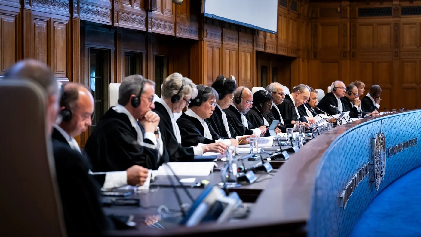 Judges at the International Court of Justice pictured during the 19 July 2024 advisory opinion on the illegality of Israel's occupation (ICJ website)