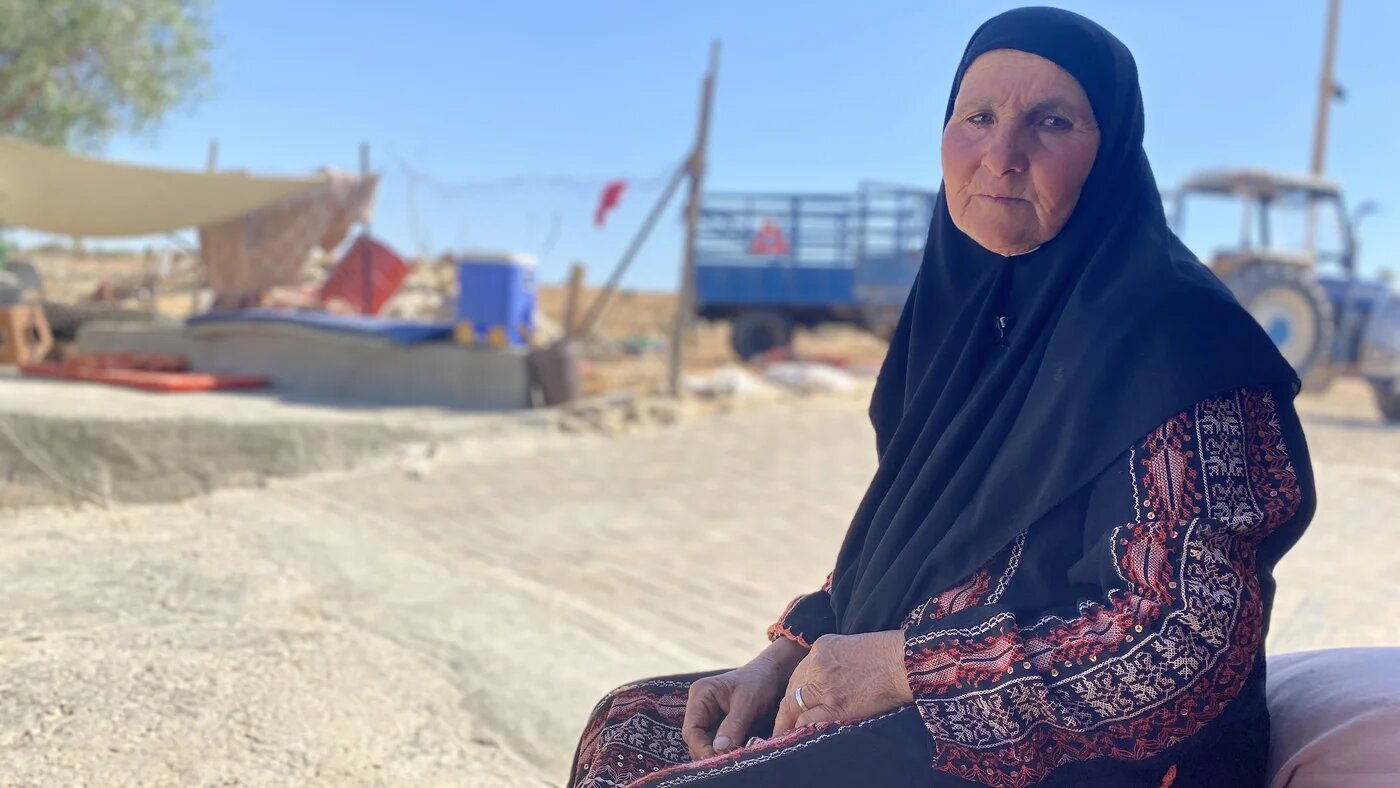 Picture taken on on 19 June 2022 of Jamla al-Ribi, 59, one of 2,500 Palestinians in Masafer Yatta south of the Israeli-occupied West Bank facing imminent expulsions. (MEE/Shatha Hammad)