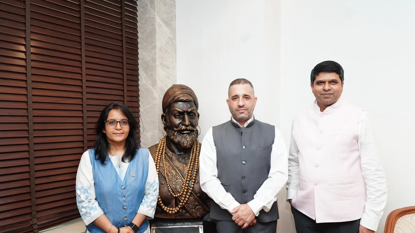 According to the statement by the Israeli Consul General Yaniv Revach (centre), the announcement was to mark the anniversary of the coronation of Shivaji in 1674, marking the establishment of the Maratha empire (X)