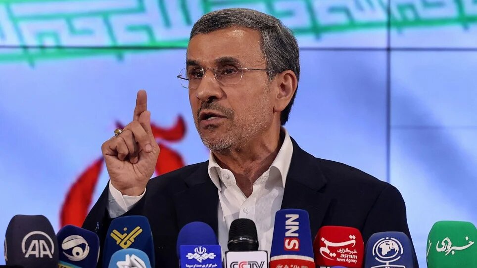 Former President Mahmoud Ahmadinejad speaks in Tehran on 2 June 2024 (Atta Kenare/AFP)