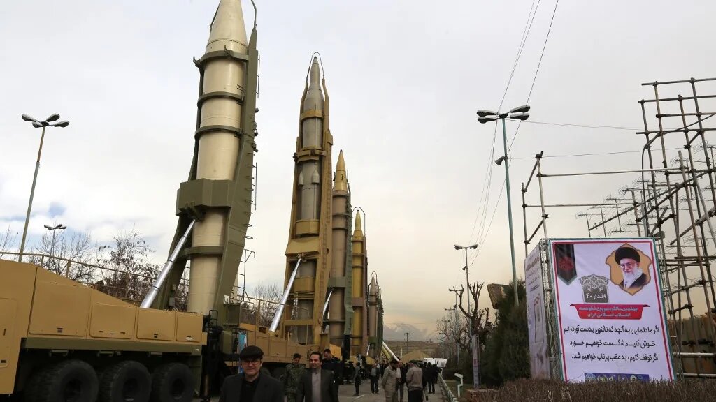Iranians visit a weaponry and military equipment exhibition in the capital Tehran in February 2019.