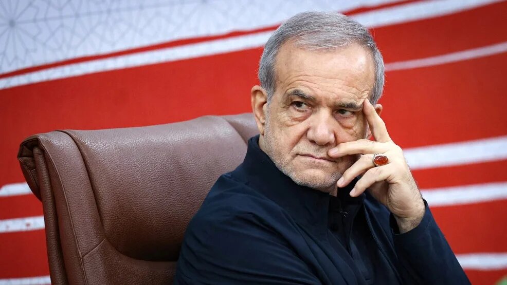 Iranian President Masoud Pezeshkian attends a news conference in the capital Tehran, on 8 August 2026 (Iranian Presidential Office/AFP)