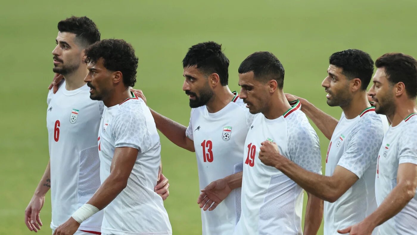 Iran's players celebrate after Ramin Rezaeian scored their side's second goal during a friendly against Gambia, in Antalya, southern Turkey on 29 May 2026 (Oner San/AFP)