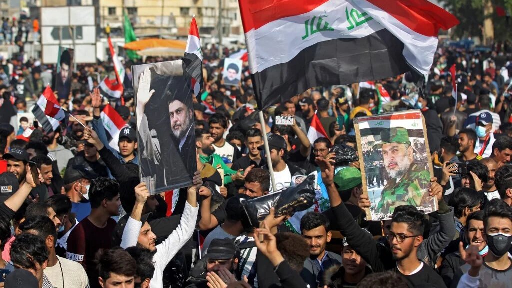 Tens of thousands of Sadr supporters hit the streets of Baghdad and the southern city of Nasiriyah.