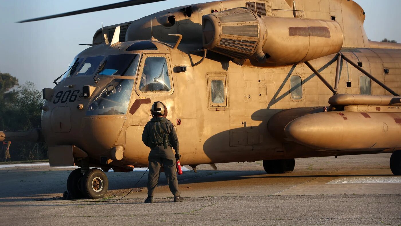 A military helicopter at the heliport of the Shamir Medical Center (Assaf Harofeh) in Beer Yaakov, Israel, on 30 January 2025 (Gil Cohen-Magen/AFP)