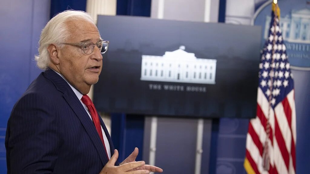 US Ambassador to Israel David Friedman speaks during a briefing at the White House on 13 August 2020.