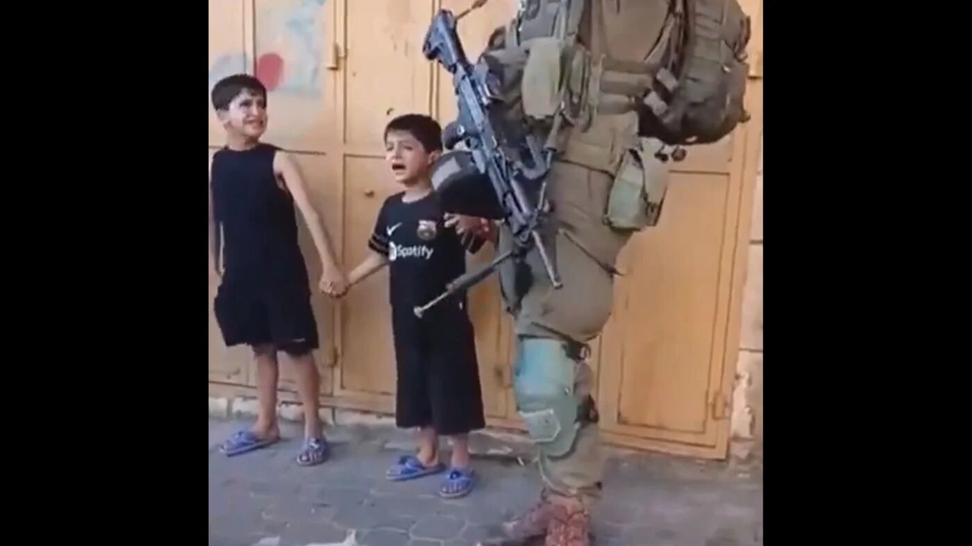 Two Palestinian children, aged five and six-years old, were detained for 30 minutes before they were released after intervention from locals and foreign activists (X/Screengrab)