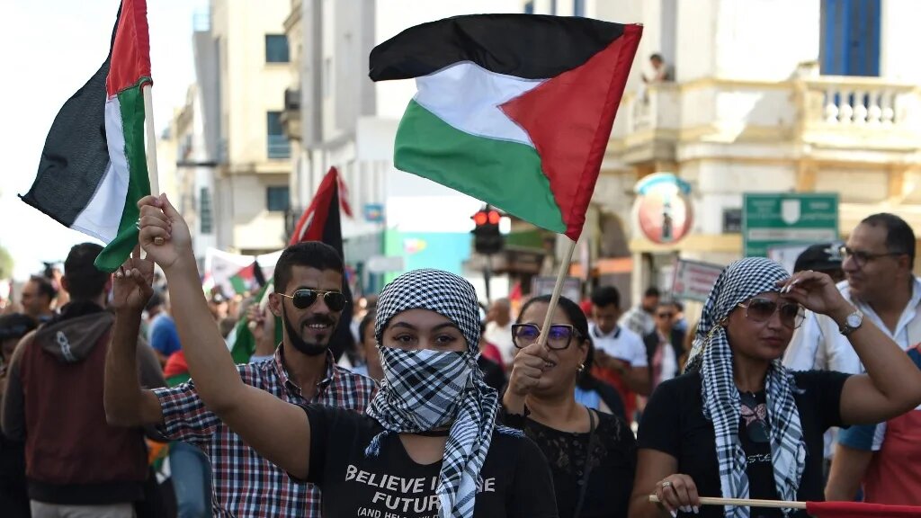 Manifestation de solidarité avec Gaza à Tunis le 21 octobre 2023 (AFP/Fethi Belaïd)