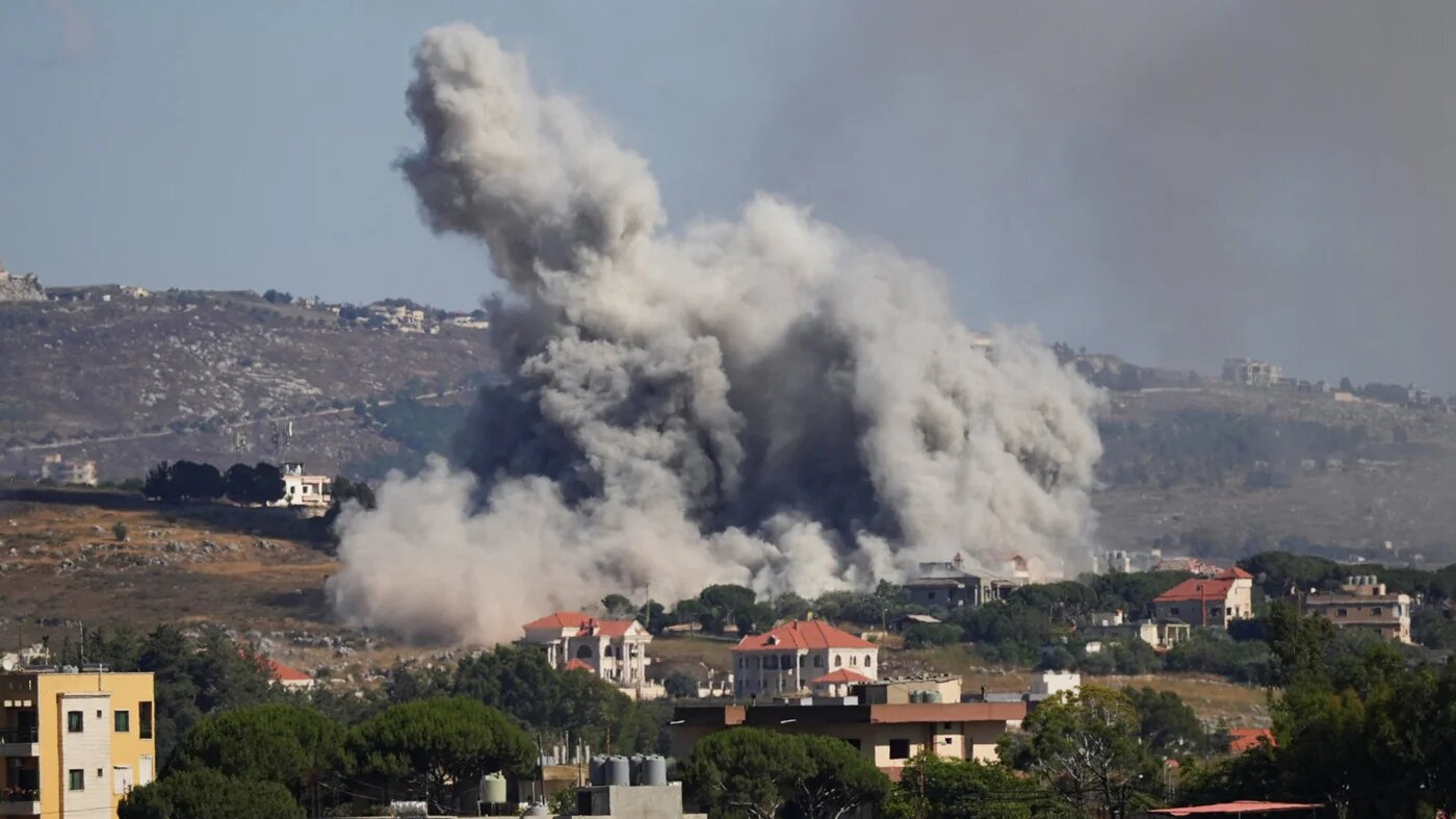 Smoke billows from southern Lebanon following an Israeli strike, as seen from Nabatieh, southern Lebanon, 19 June 2026 (Reuters)