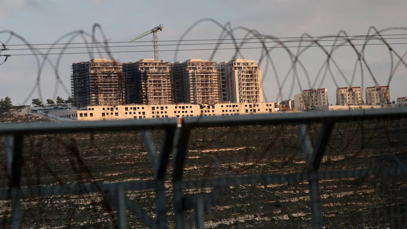 This picture taken on 24 February 2023 shows ongoing construction works in the Jewish settlement of Givat Zeev, between Jerusalem and Ramallah.