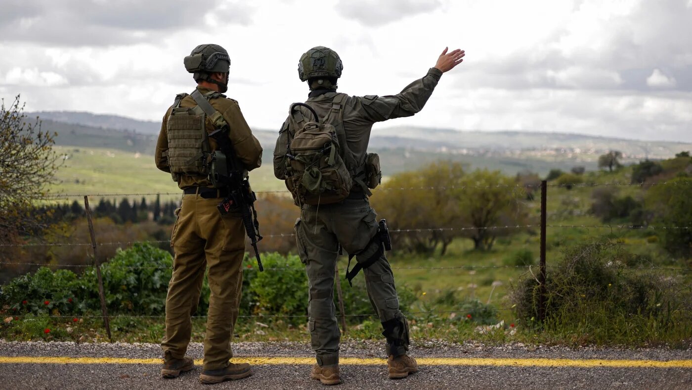 Israeli soldiers patrol along the border with Lebanon on 10 April 2026 (Jalaa Marey/AFP)