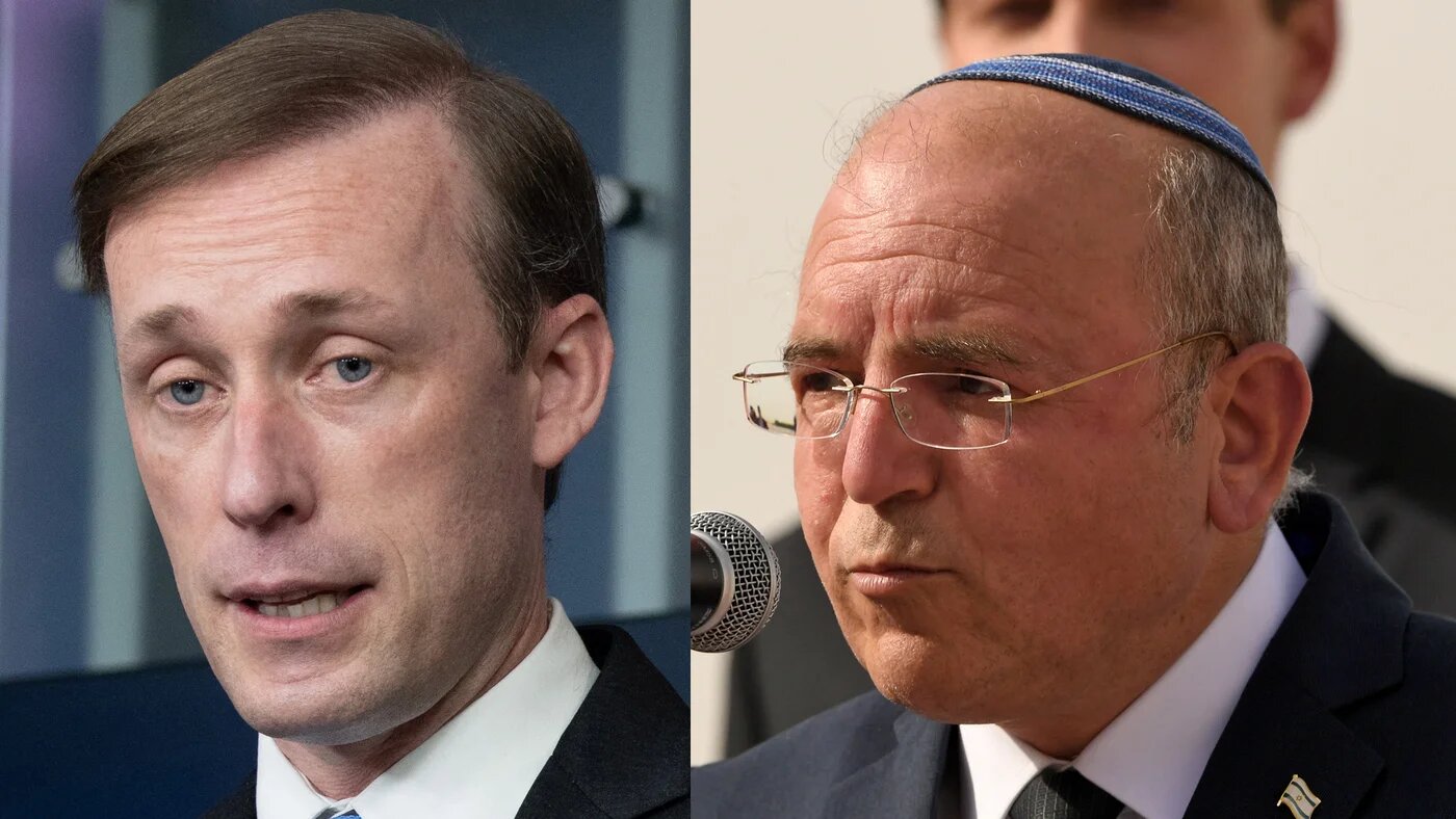 Israeli National Security Adviser Meir Ben Shabbat (R), and his US counterpart, Jake Sullivan.