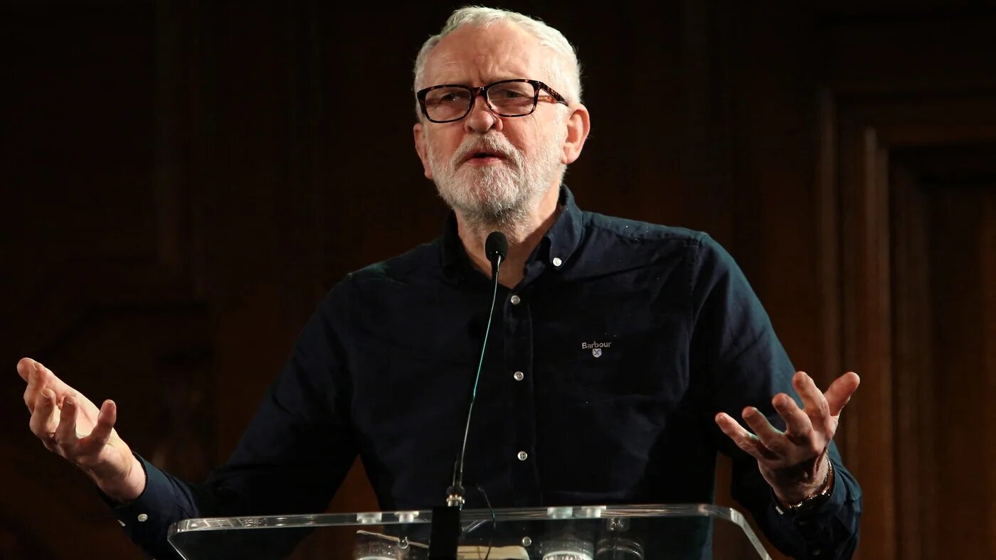 Former Labour Party leader Jeremy Corbyn speaks at a rally in London on 11 February 2023 (AFP)