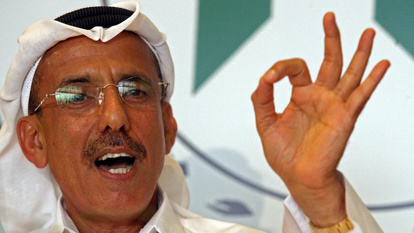 Khalaf Ahmed al-Habtoor, chairman of the United Arab Emirates' al-Habtoor Group, gestures during a press conference at Beirut airport on 20 March 2007 (AFP/Haitham Mussawi)