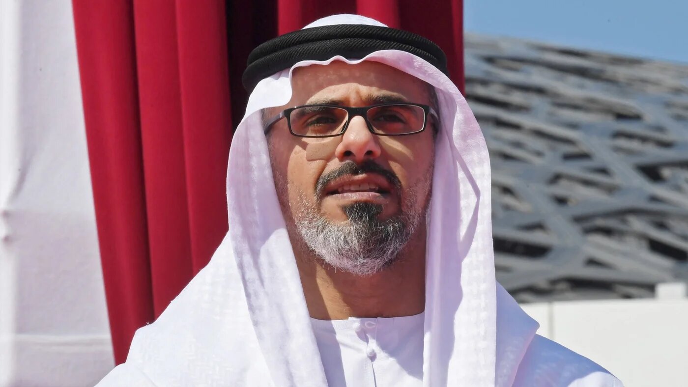 Khaled bin Mohammed bin Zayed al-Nahyan during a ceremony marking the second anniversary of Abu Dhabi's Louvre museum on 11 November 2019 (AFP)