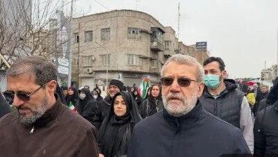 Ali Larijani taking part in Al-Quds Day march in Tehran, 13 March 2026 (SNN)