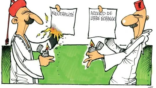 Caricature du dessinateur marocain Rik sur la crise entre le Maroc et la Tunisie (Twitter/@Leconomiste_)