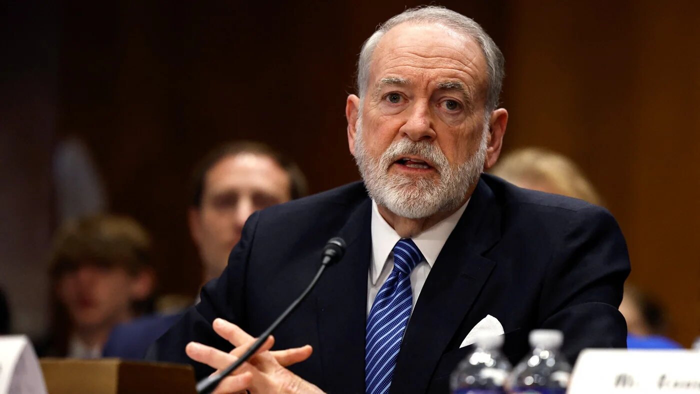 Mike Huckabee, the US ambassador to Israel, testifies during his Senate Foreign Relations Committee confirmation hearing at the Dirksen Senate Office Building on 25 March 2025 in Washington, DC (Kevin Dietsch/Getty Images via AFP)