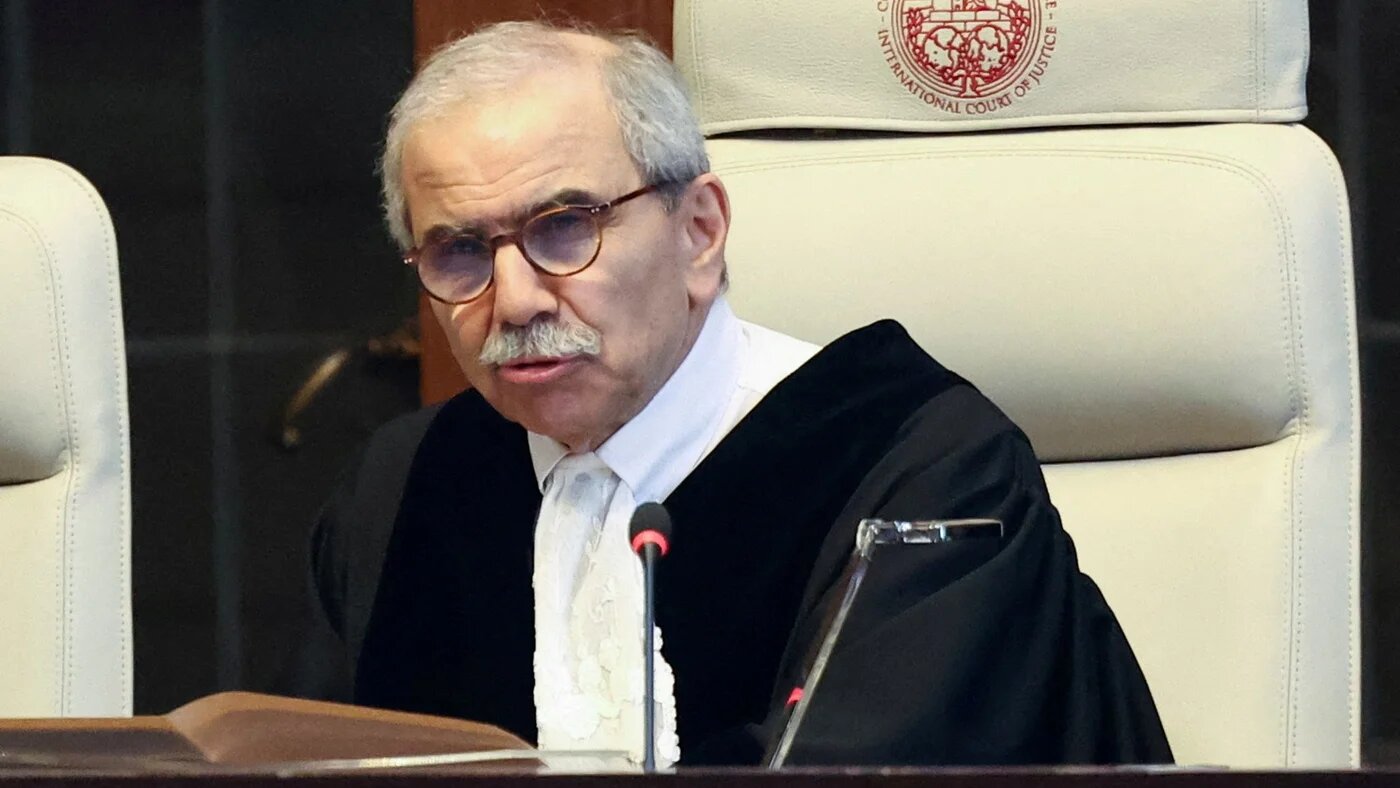 Judge Nawaf Salam, president of the International Court of Justice (ICJ), speaks at a hearing in The Hague, Netherlands on 16 May 2024 (Reuters/Yves Herman)