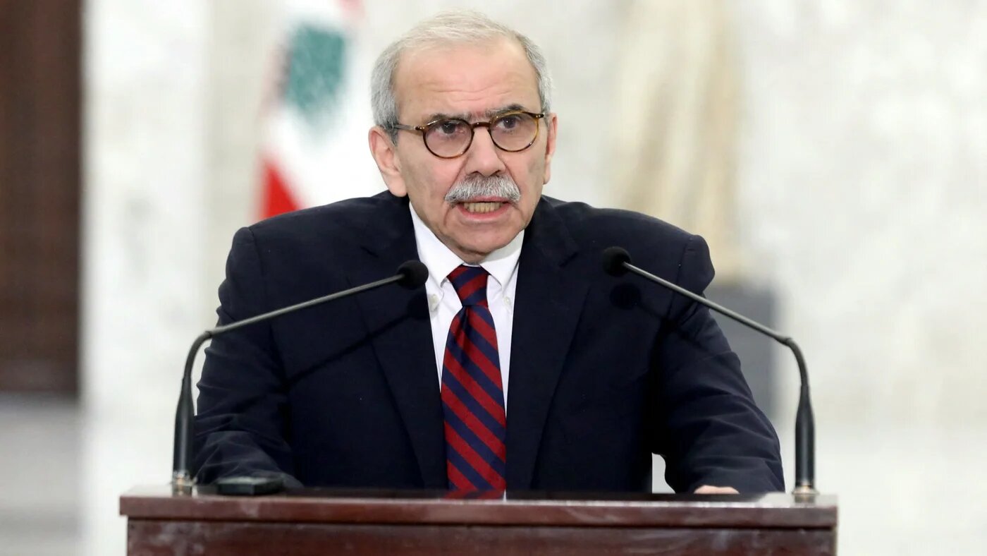Lebanese Prime Minister Nawaf Salam delivers a statement to the press at the presidential palace in Baabda, east of Beirut, on 8 February 2025 (AFP/Lebanese presidency handout)