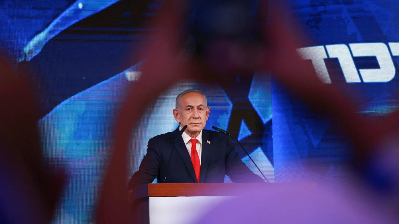 Benjamin Netanyahu at his party headquarters during Israel's national election, in Jerusalem, 28 October 2026 (Reuters/Ronen Zvulun)