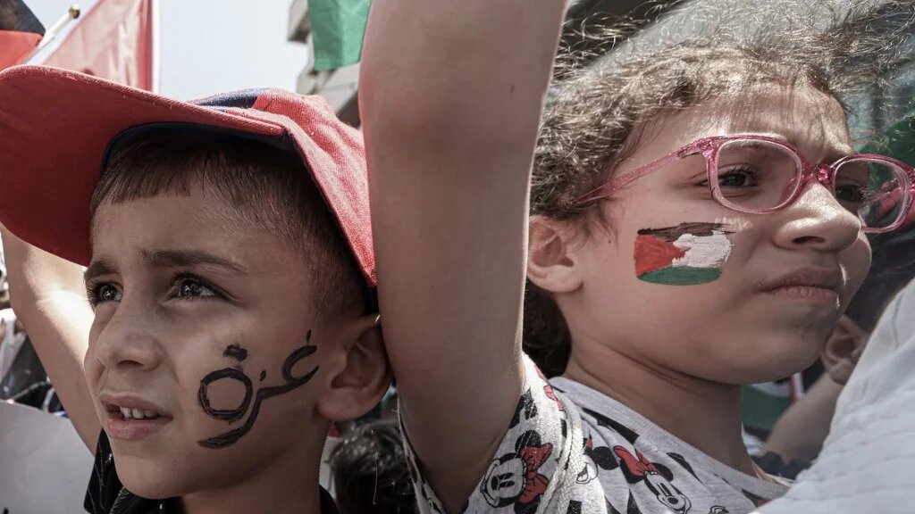Palestinians hold a demonstration in solidarity with Gaza in the city of Nablus, in the Israeli-occupied West Bank, on 22 July 2025 (Jaafar Ashtiyeh/AFP)