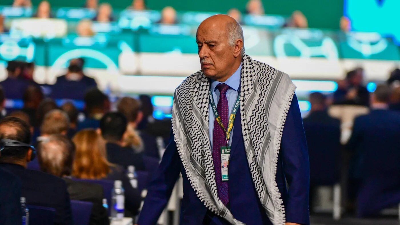 The President of the Palestine Football Association Jibril Rajoub is seen after speaking during the 76th FIFA Congress in Vancouver, Canada, 30 April 2026 (Don MacKinnon / AFP)