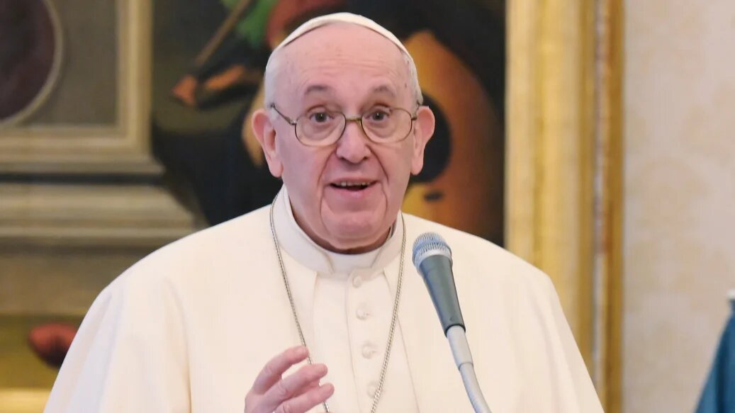 The pope's blessing was moved indoors to limit the spread of Covid-19.