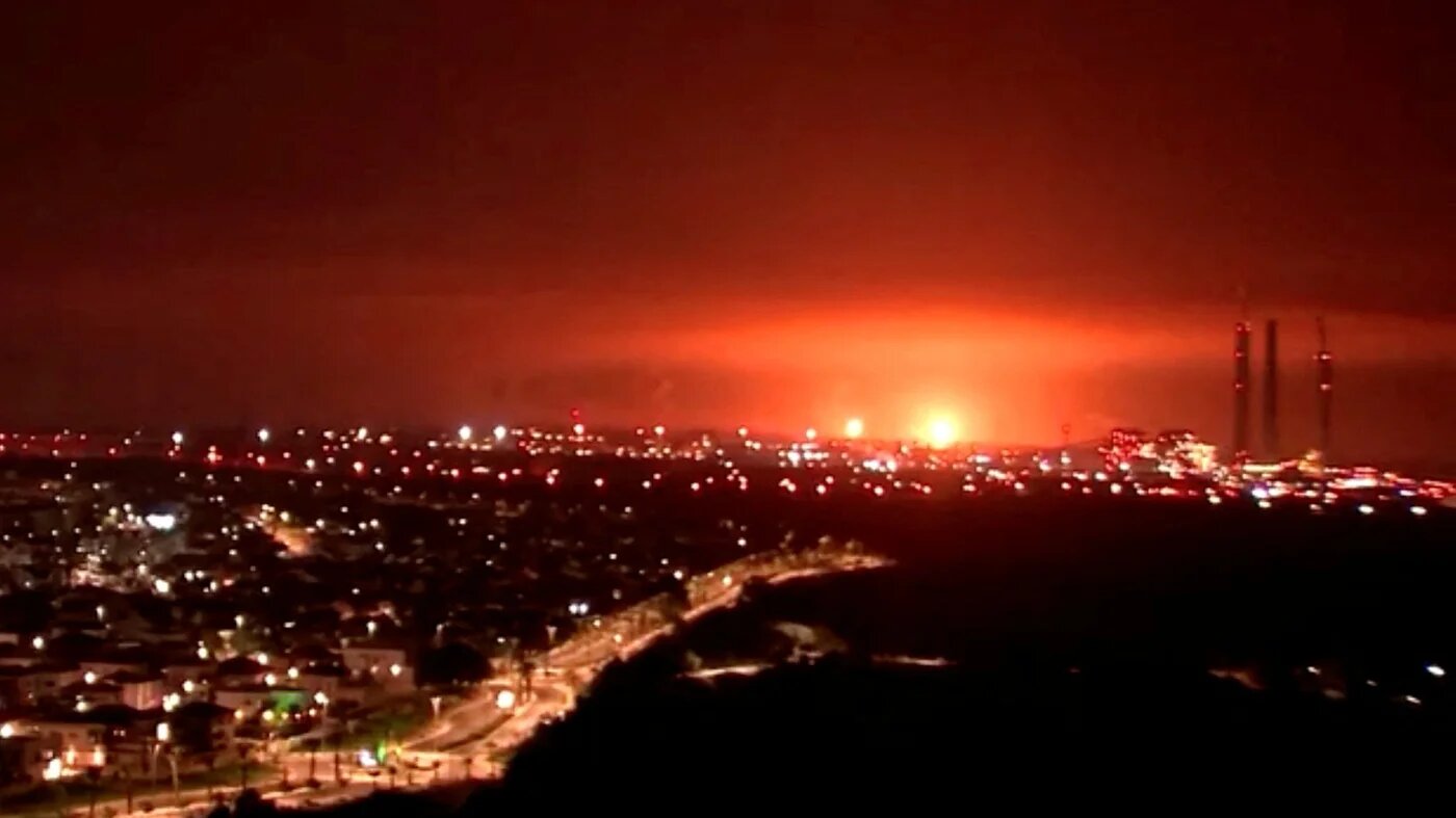 An explosion is seen on the Israel-Gaza border, amid the ongoing Israeli invasion of Gaza, as seen from the Israeli side, 27 October 2023 (Reuters)