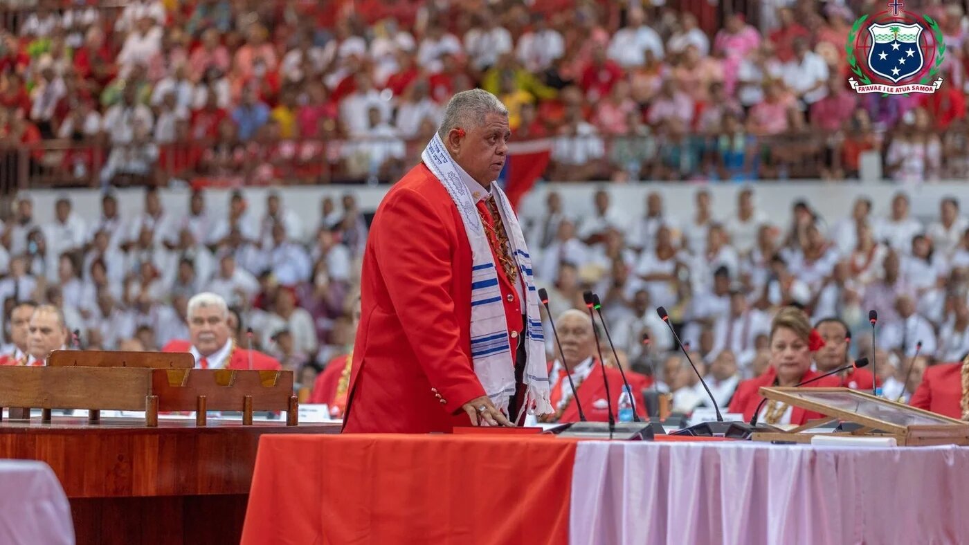Laʻauli Leuatea Schmidt during his swearing in ceremony in Apia, Samoa, on 18 September 2025 (Facebook/Laʻauli Leuatea Schmidt)