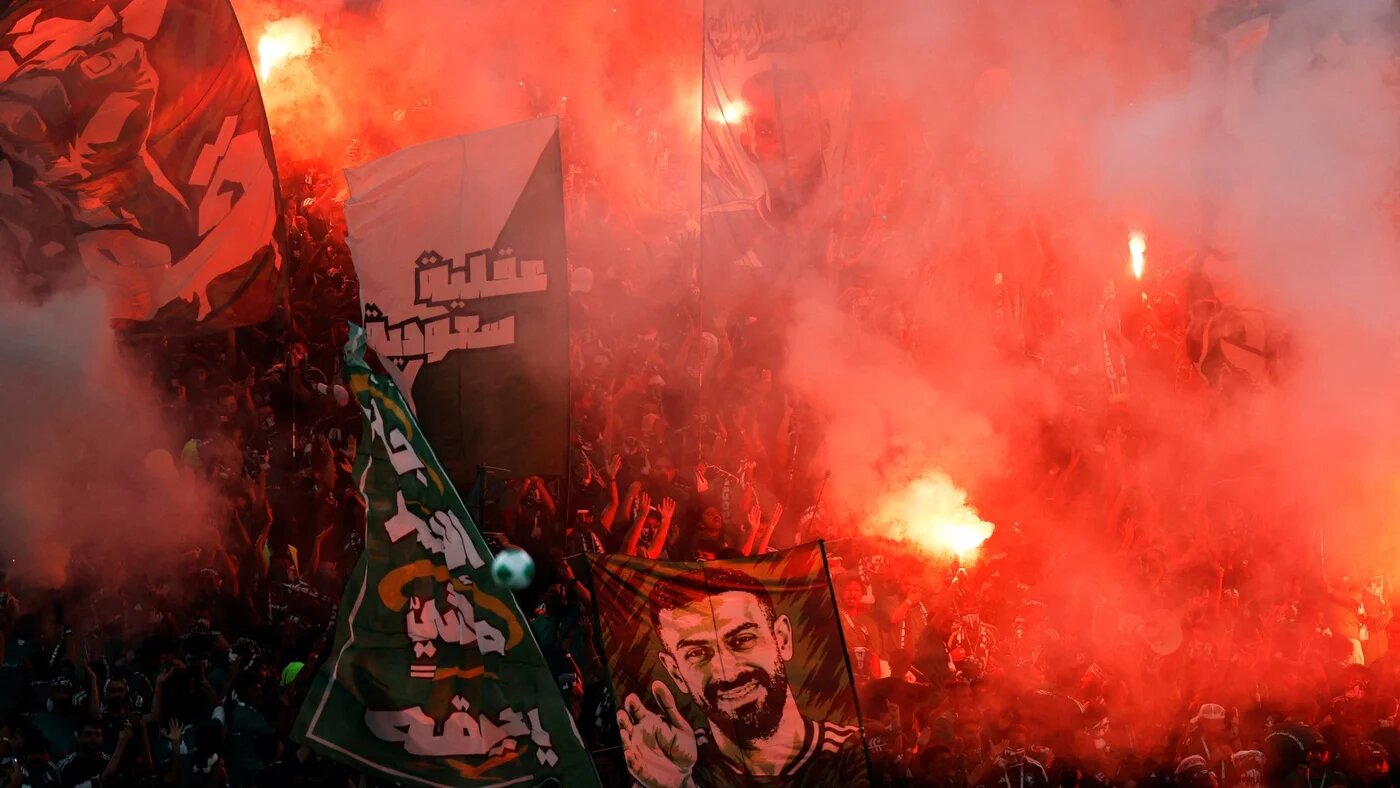 Saudi Arabia fans inside the stadium before the Gulf Cup final against the United Arab Emirates in King Abdullah Sports City Stadium, Jeddah on 6 October 2026 (Ibraheem Abu Mustafa/Reuters)