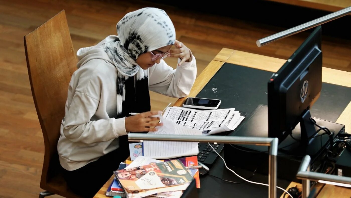 Egyptian high school student studying in the Alexandria Library, Alexandria on 28 June 2024 (AFP)